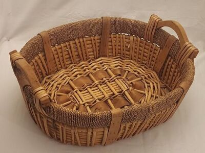 larger Wicker Basket with Wooden Handles - 19X16X6 Inches