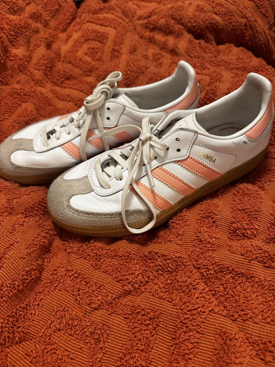 Adidas Samba Classic Kids' Shoes - White/Pink Stripe, Size 3