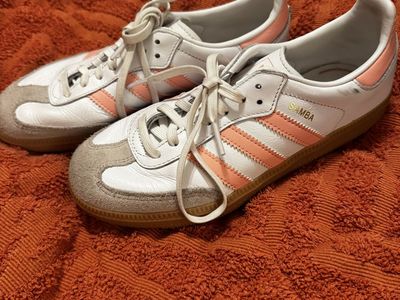 Adidas Samba Classic Kids' Shoes - White/Pink Stripe, Size 3