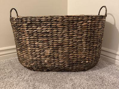 Woven Storage Basket Brown Water Hyacinth Oval Laundry Hamper