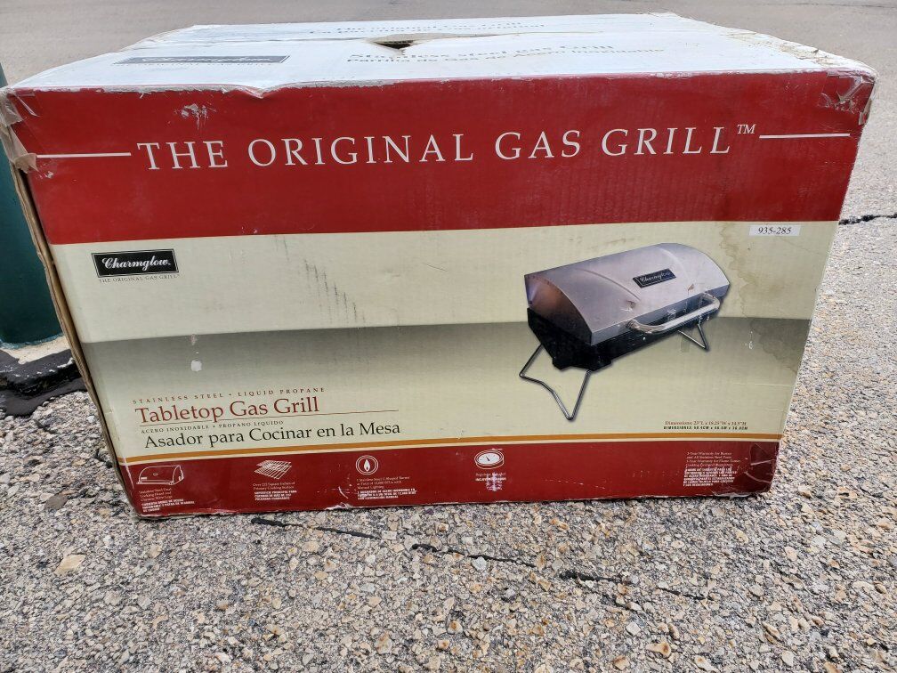 New Charmglow Tabletop Gas Grill Propane Char-Broil Stainless Steel LP Table Top BBQ