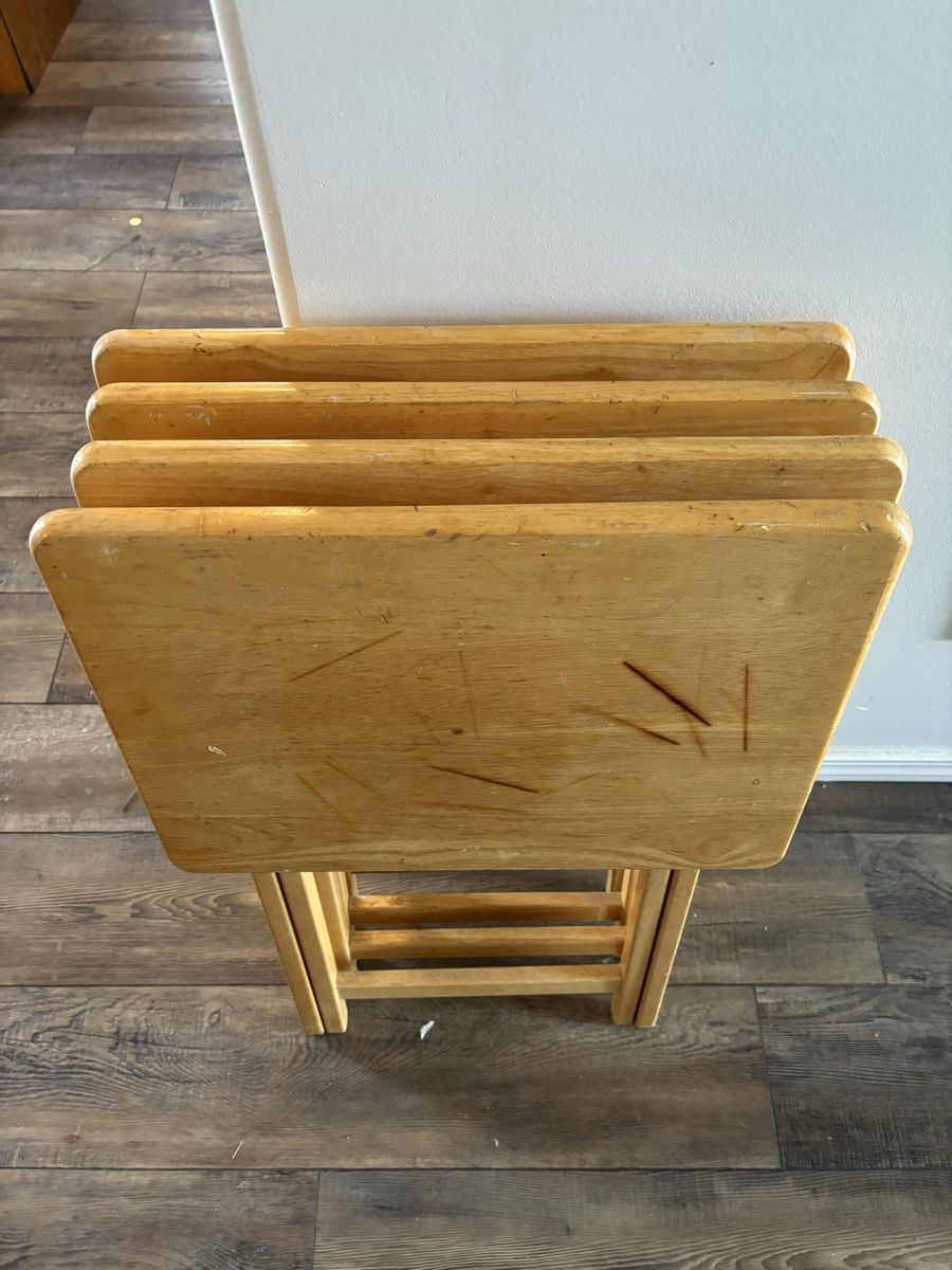 4 wood tv tray tables