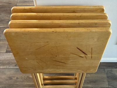4 wood tv tray tables