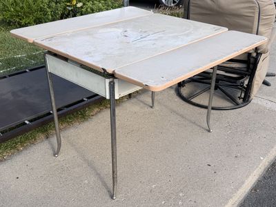 1950s formica chrome leg table w/ slide out sides