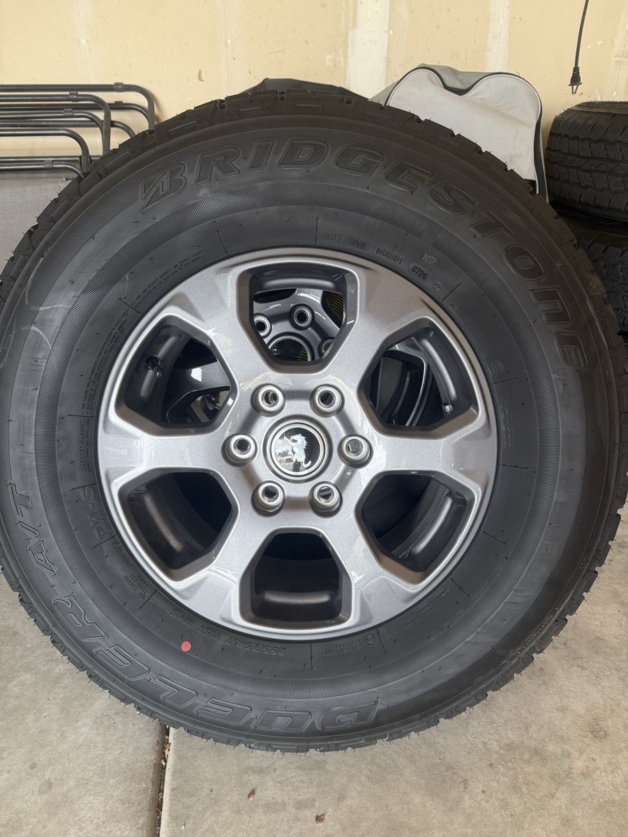Ford Bronco OEM 17" Wheels & Bridgestone Dueler A/T 255/75R17 Tires - Set of 5,
