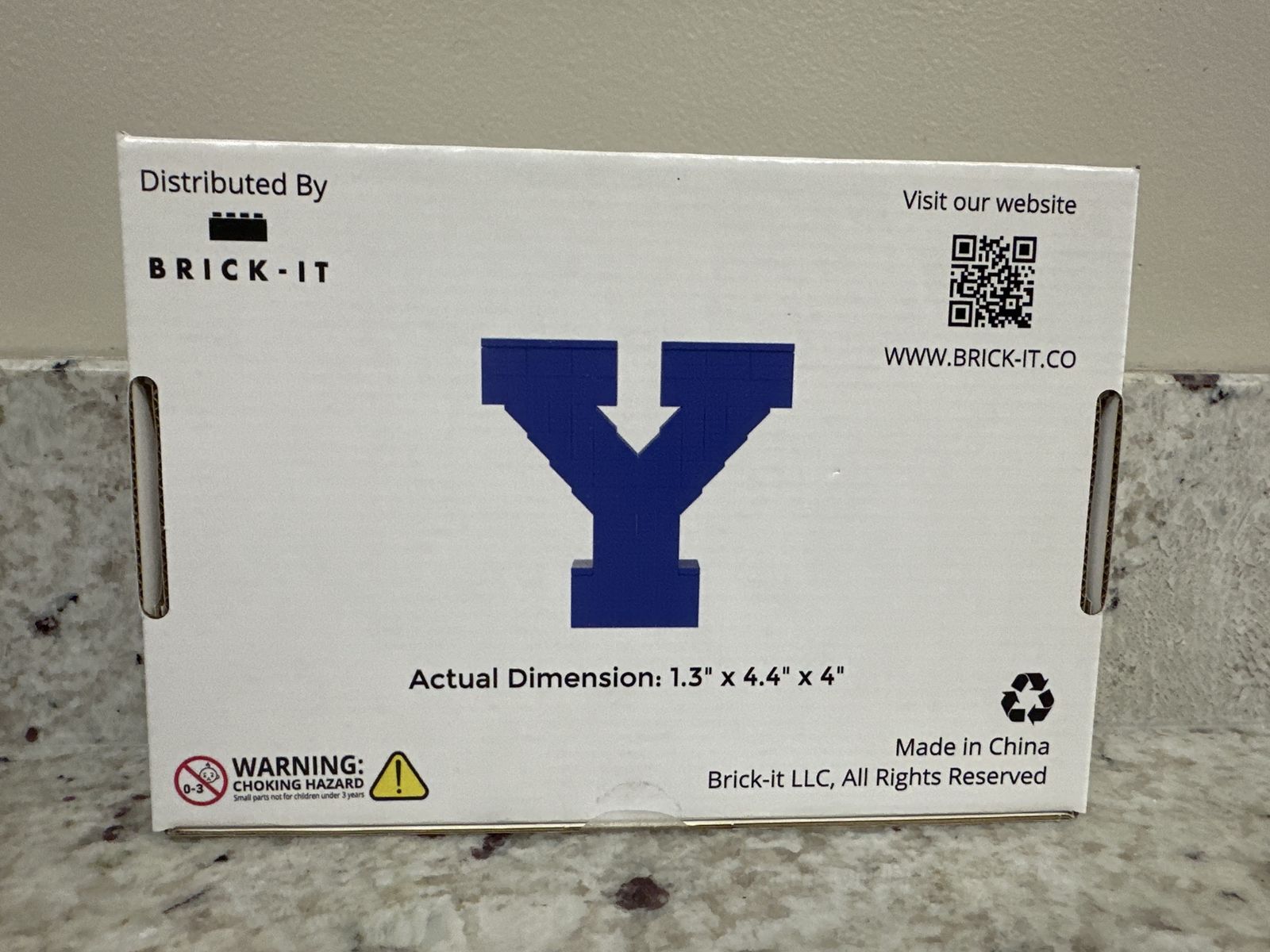BRICK-IT Building Blocks "Y" Letter Blue 1.3"x4.4"x4" New