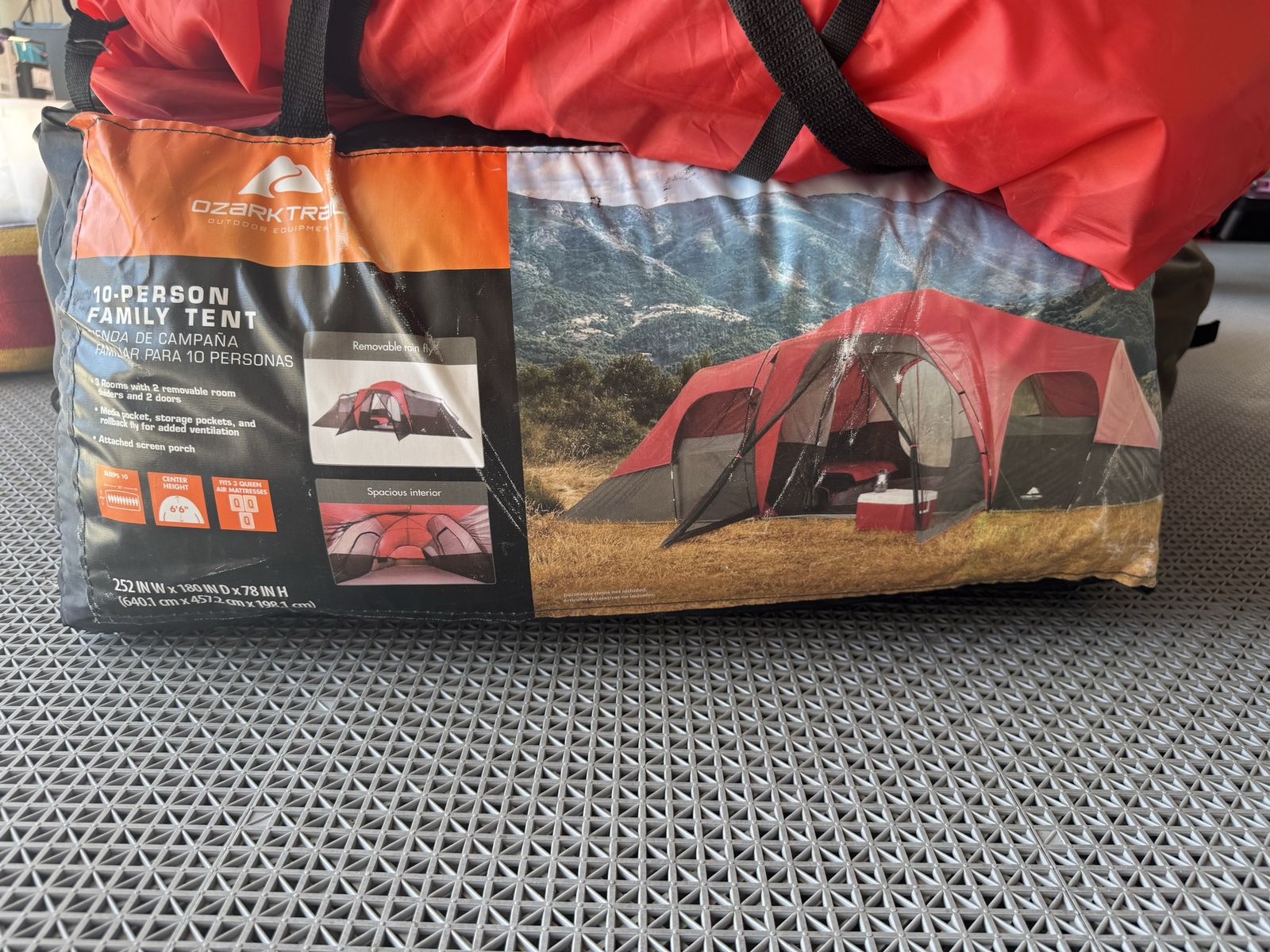 Ozark Trail 10-Person Family Tent - Removable Room Divider, Attached Screen Porch, Spacious Interior
