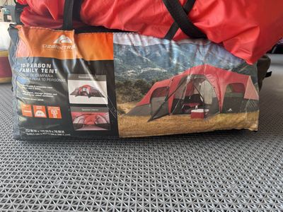 Ozark Trail 10-Person Family Tent - Removable Room Divider, Attached Screen Porch, Spacious Interior