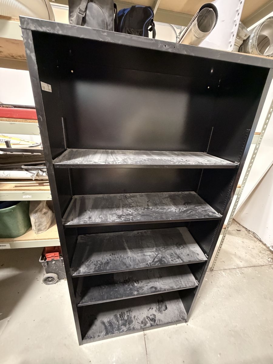Black Metal 6-Shelf Bookcase Storage Shelving Unit