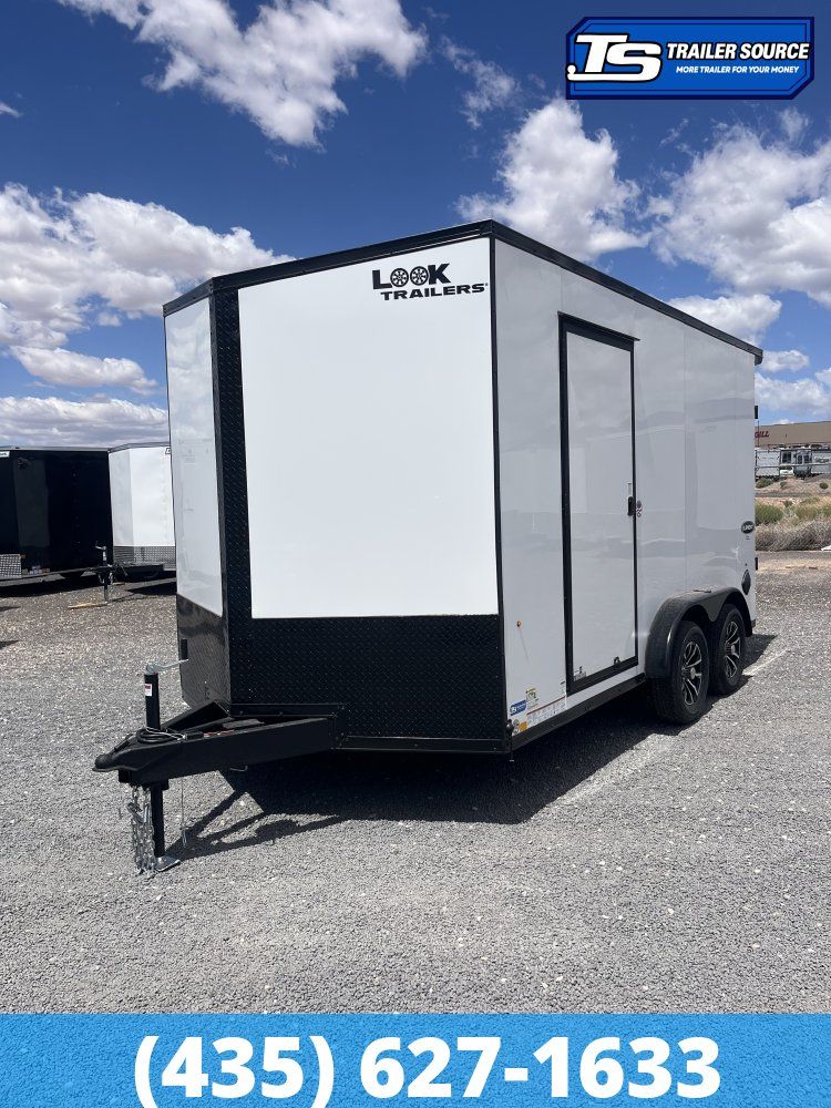 7.5x14 Look Element SE Enclosed Cargo Trailer - 7'0" Interior - 7K GVWR - .080 PolyCor, Alloy Wheels, Black Out Package, Rear