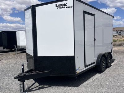 7.5x14 Look Element SE Enclosed Cargo Trailer - 7'0" Interior - 7K GVWR - .080 PolyCor, Alloy Wheels, Black Out Package, Rear