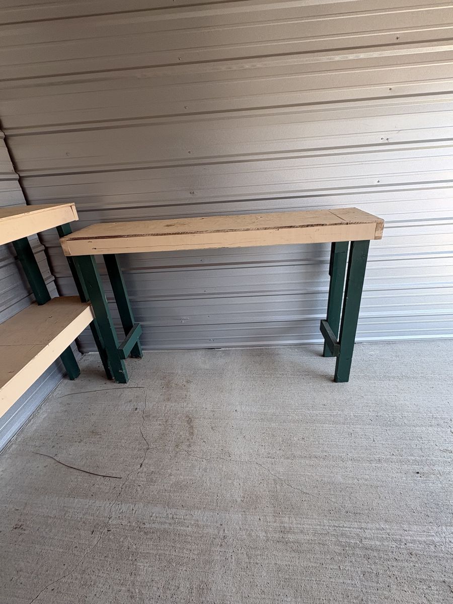 2 Sturdy Farm Tables / Workbenches - Versatile Wood Furniture $30ea.