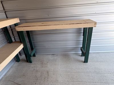 2 Sturdy Farm Tables / Workbenches - Versatile Wood Furniture $30ea.