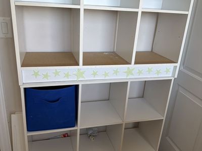 White Kids Storage Bookshelf with Star Decals - Multi-Cube Organizer