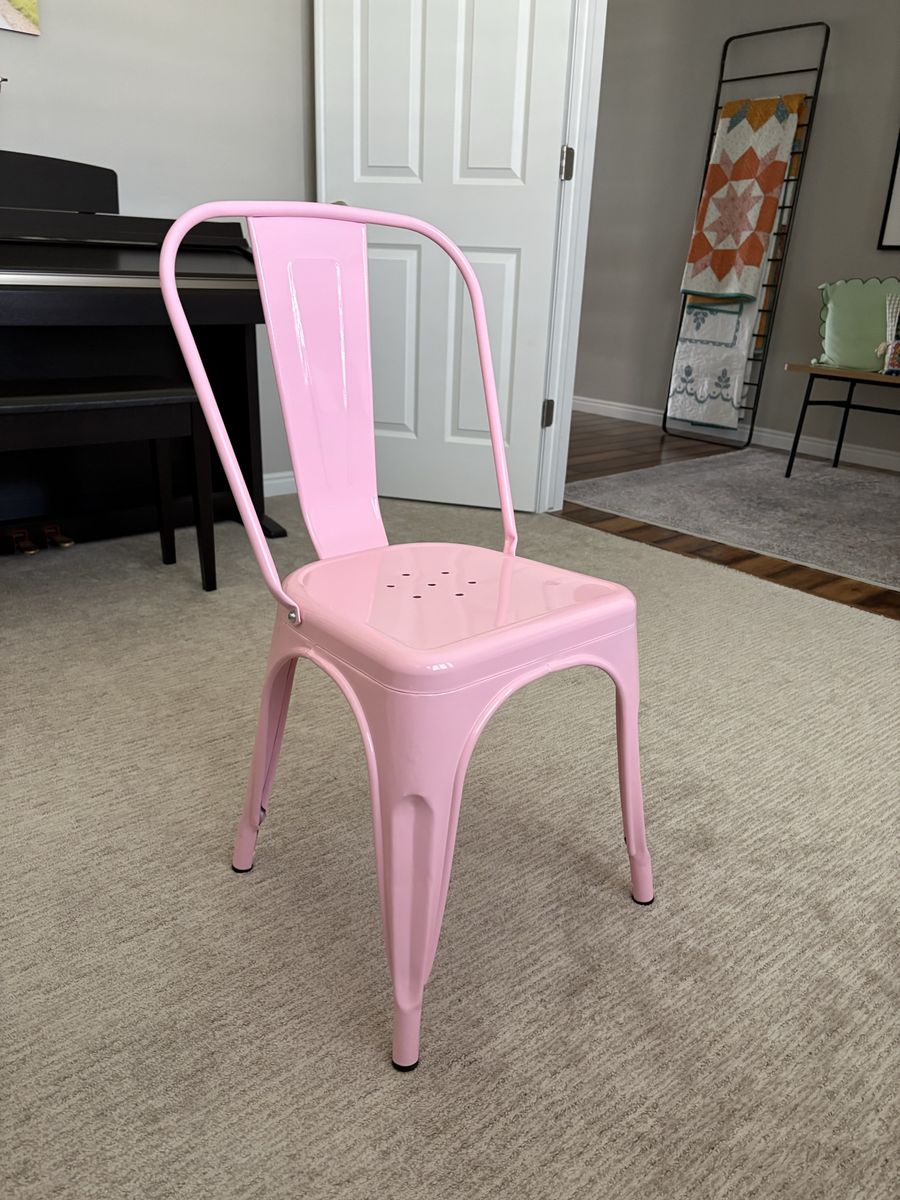 Pink Metal Bistro Chair Industrial Style