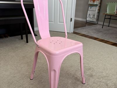 Pink Metal Bistro Chair Industrial Style