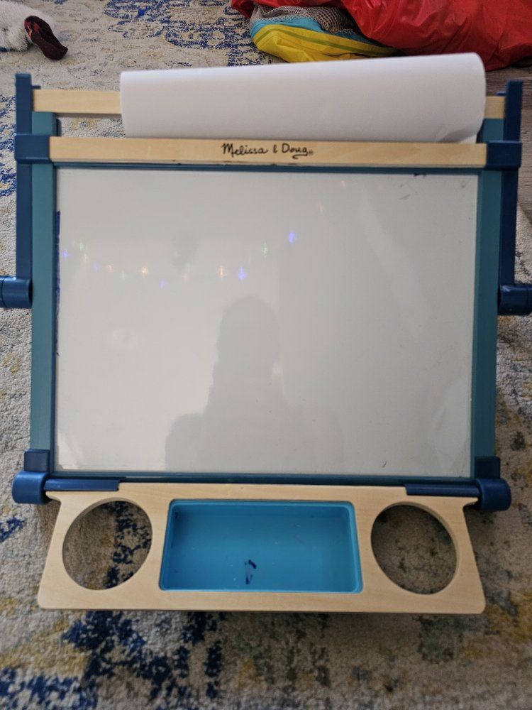 Melissa & Doug Double-Sided Magnetic Tabletop Easel with Paper Roll & Accessories