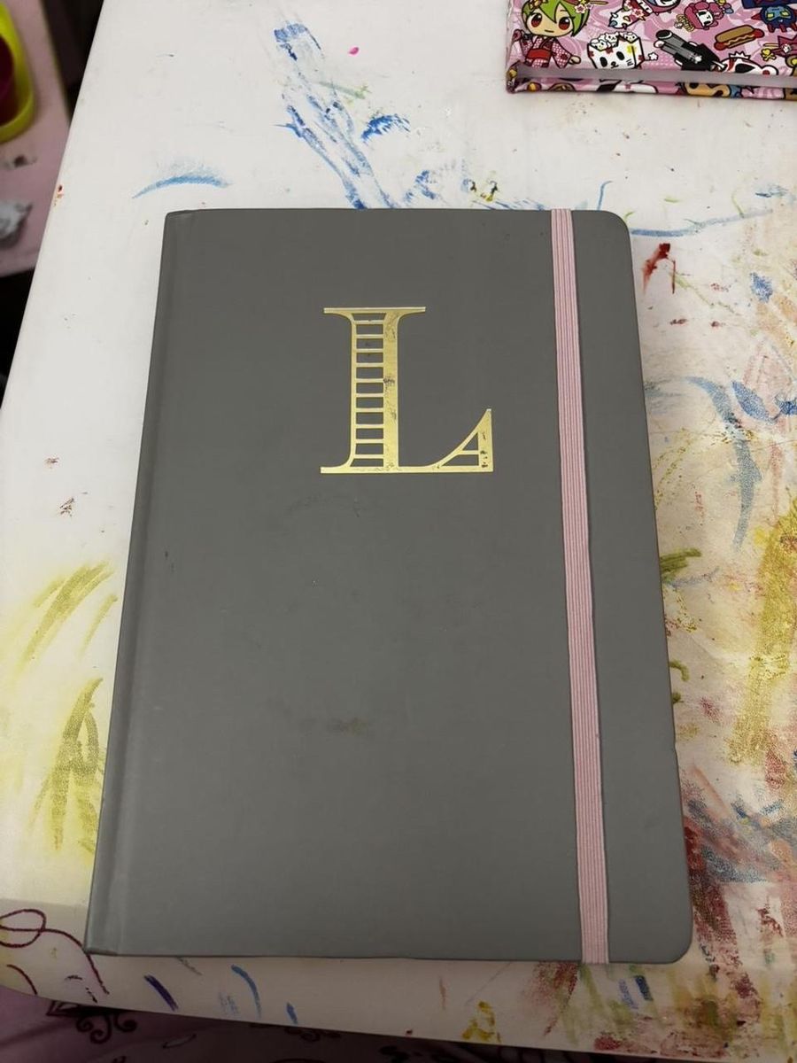 Tri-Coastal Design Gray Monogram L Hardcover Journal Pink Elastic Closure Lined Pages