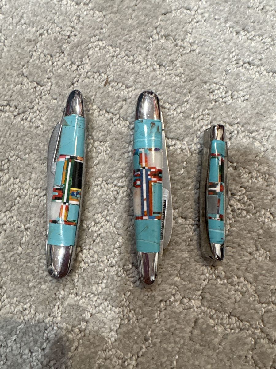 Inlay Turquoise & Stone Pocket Knives - perfect for Father’s Day!