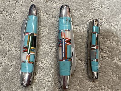 Inlay Turquoise & Stone Pocket Knives - perfect for Father’s Day!