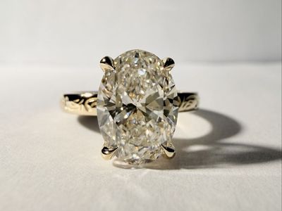 Oval Cut Lab Grown Diamond Ring with engraving