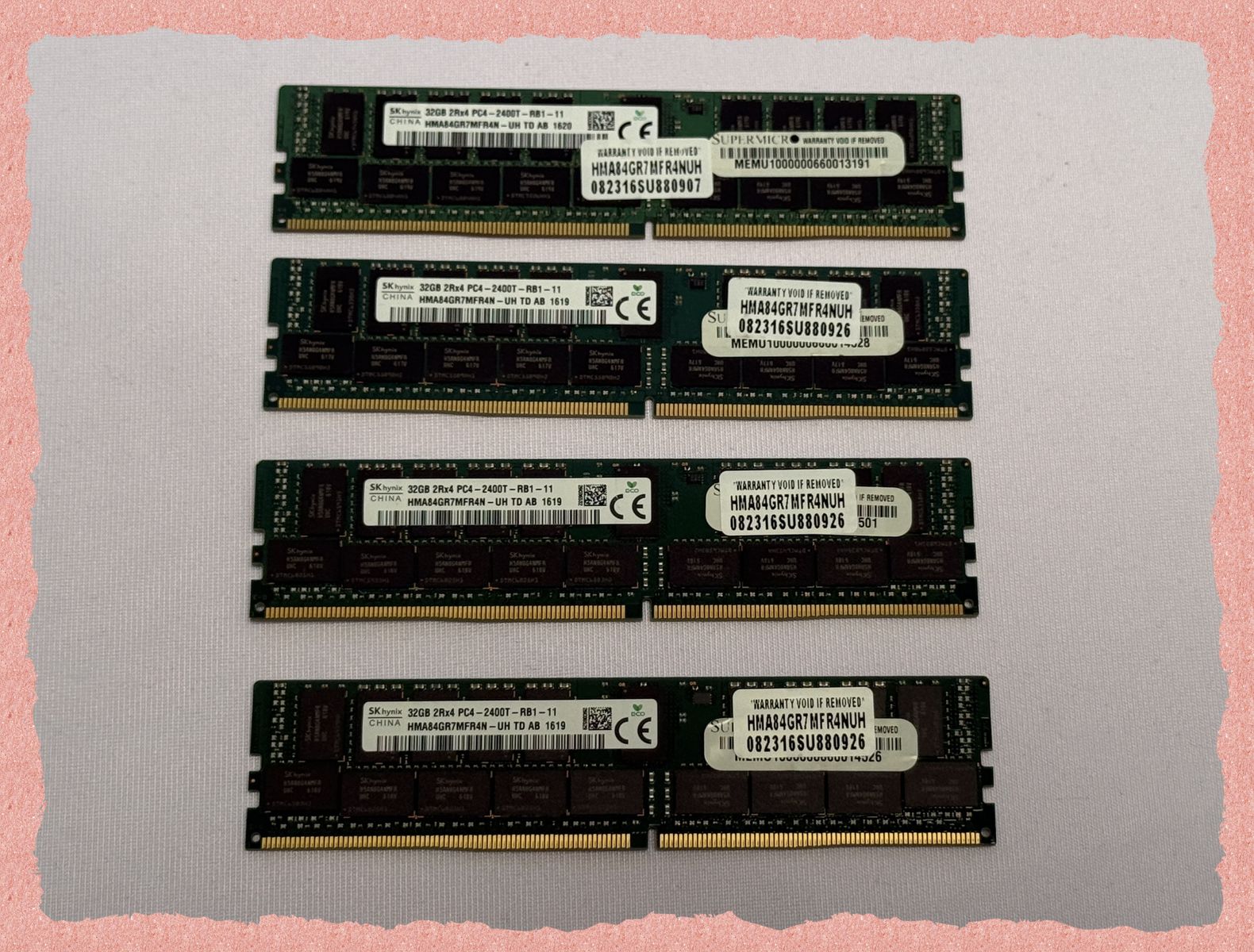 RAM 128 GB (x4) SK Hynix 32GB PC4-19200 DDR4-2400MHz Registered ECC CL17 288-Pin DIMM 1.2V Dual Rank Memory Module