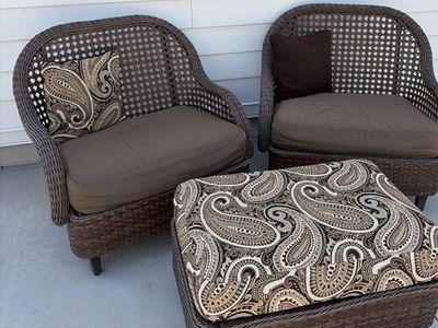 Patio chairs and ottoman
