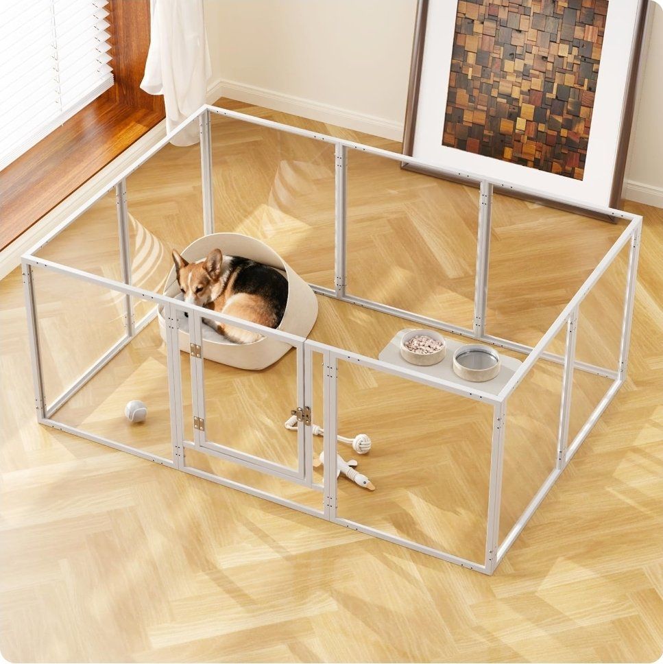 Clear Acrylic Dog Play Pen Indoor - 24“ Tall 10-Panel
