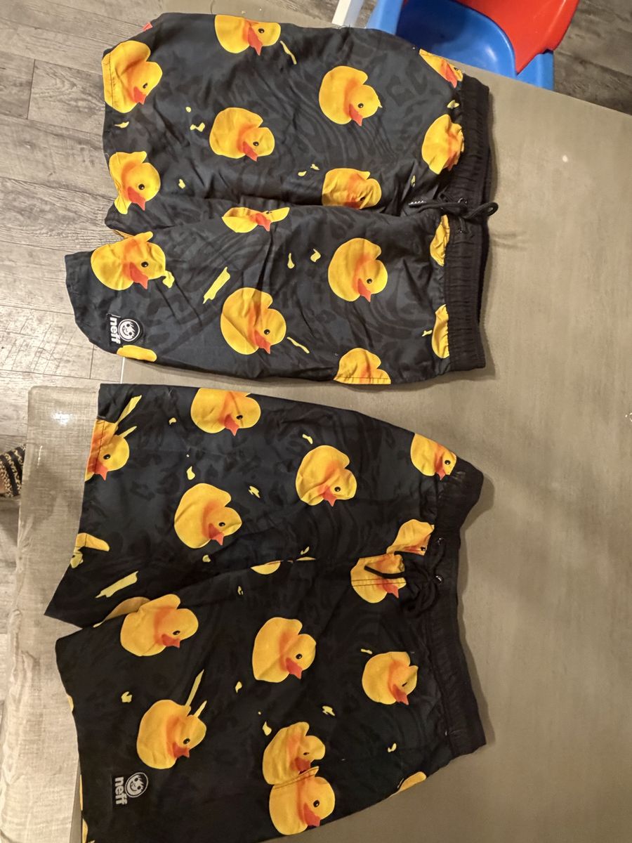 Neff Rubber Duck Print Swim Trunks Black Shorts