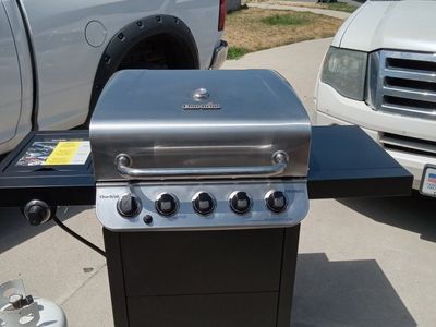 Char-Broil Performance 5-Burner Propane Gas Grill W/ Side Burner, Cover and Full Propane Tank