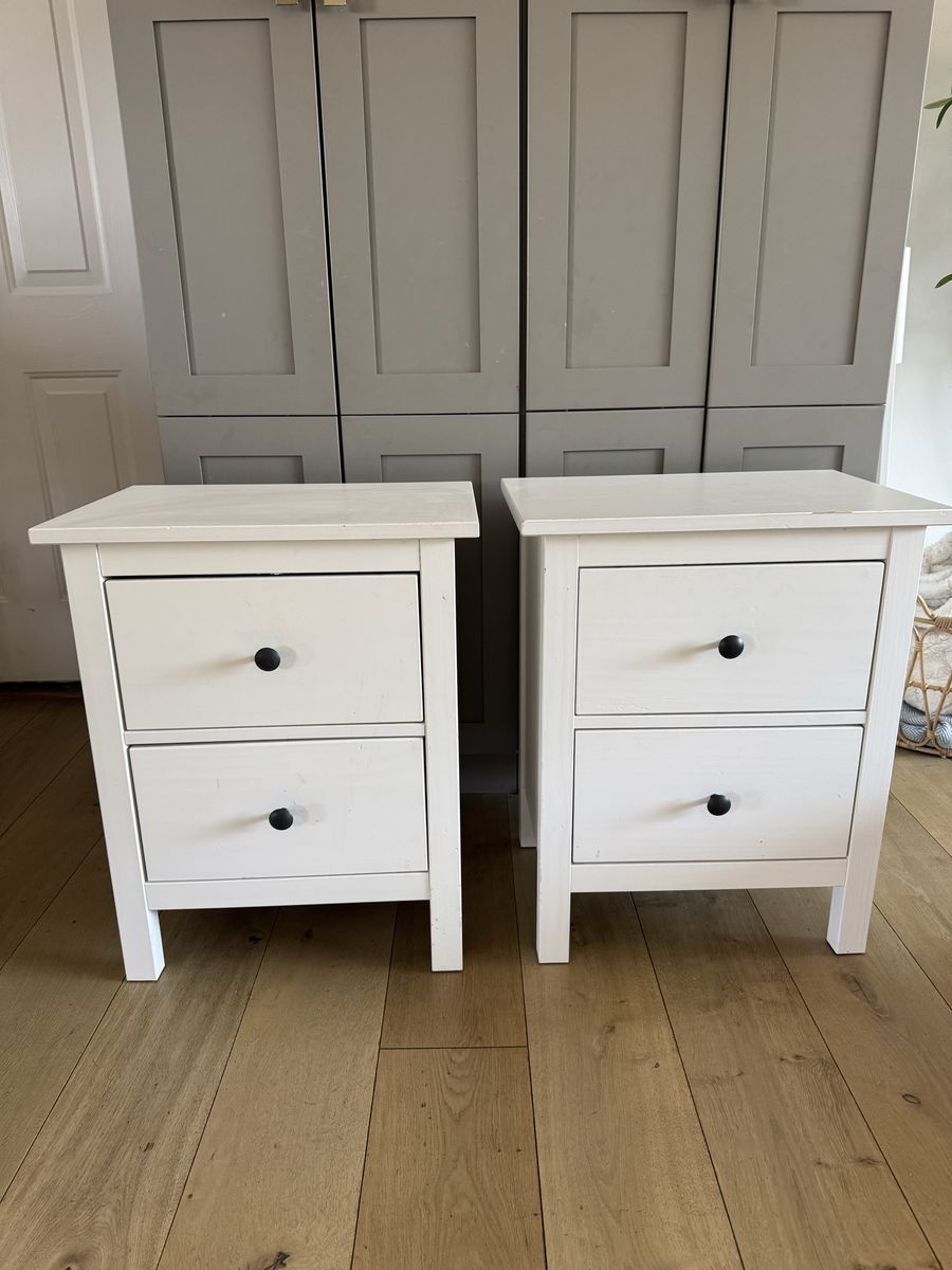 Pair of White 2-Drawer Nightstands / Side Tables