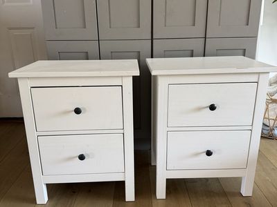 Pair of White 2-Drawer Nightstands / Side Tables