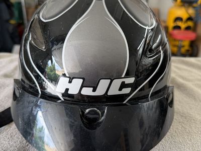 HJC Reign CL-21M Motorcycle Helmet Black Silver Flame DOT Half Helmet