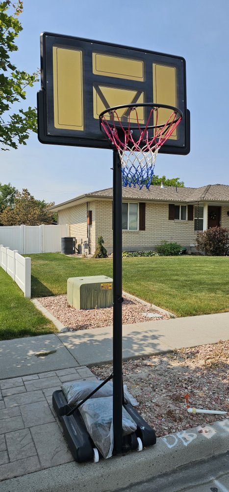 Portable Basketball Hoop with Adjustable Height and Weighted Base with Extra Nets