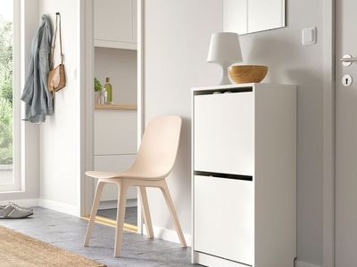 IKEA Bissa shoe cabinet with 2 compartments, white, 19 1/4x11x36 5/8 "