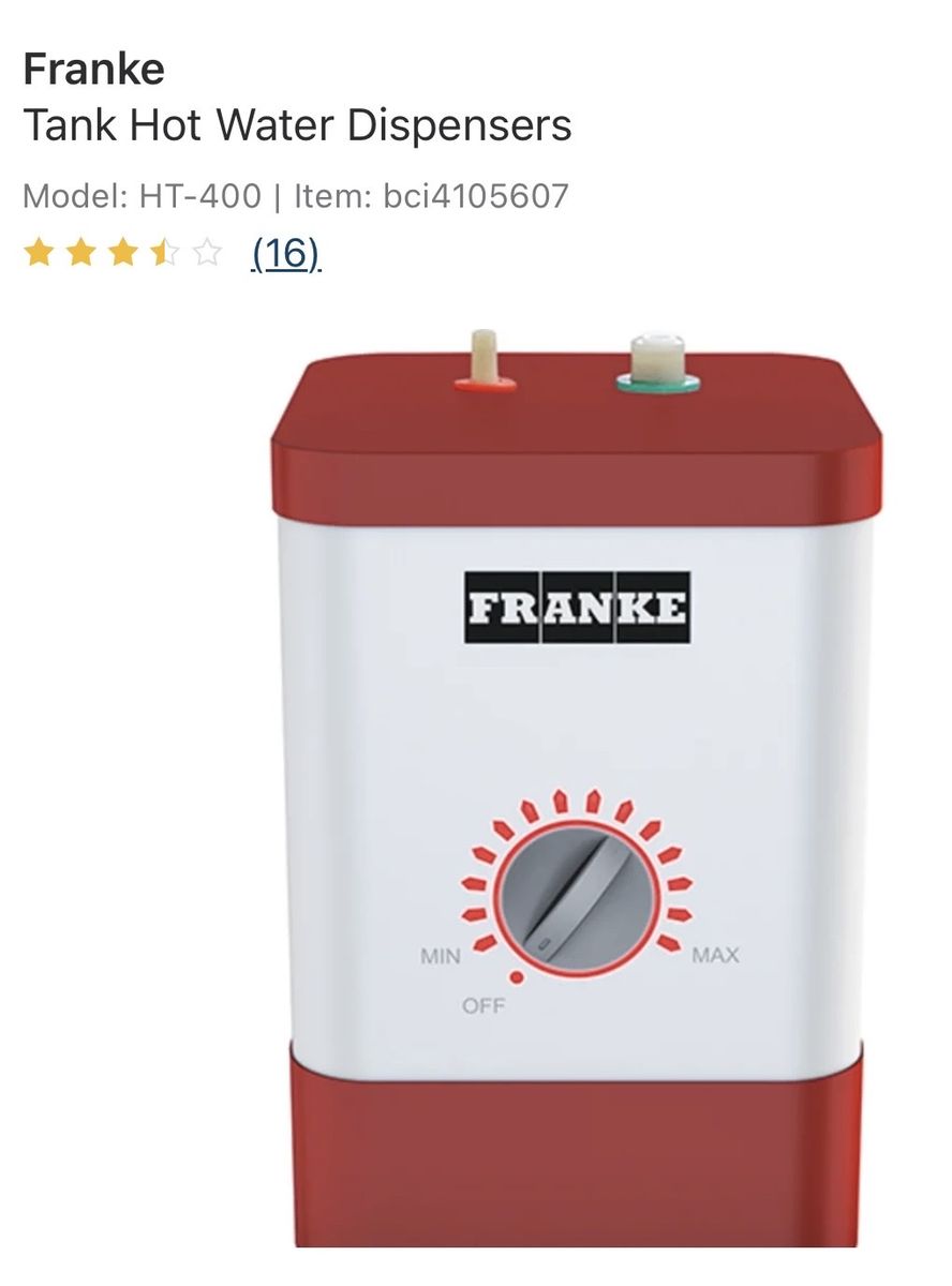 Franke HT-400 The Little Butler Instant Hot Water Tank Dispenser, Stainless Steel, Compact Design