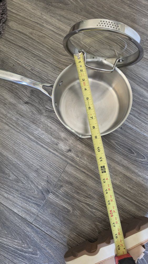 Henckels Stainless Steel Saucepan with Glass Straining Lid and Pour Spouts