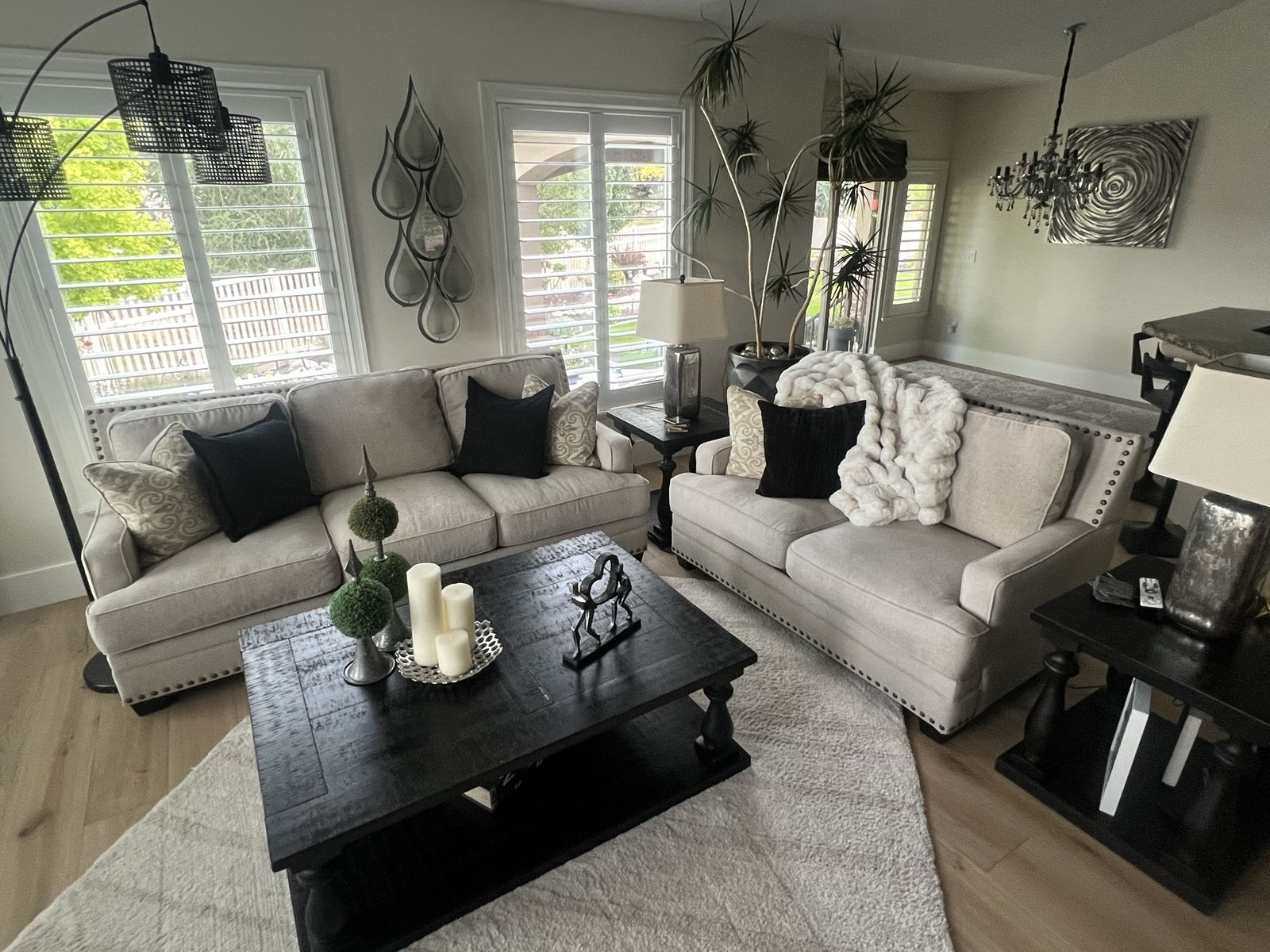 3 piece Couch set with Nailhead Trim