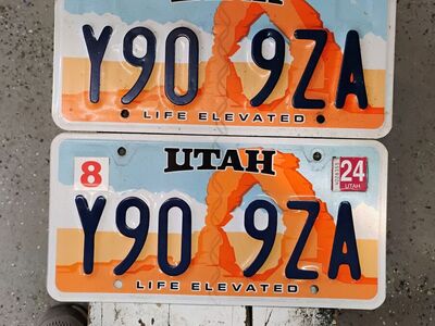 Utah licence plates
