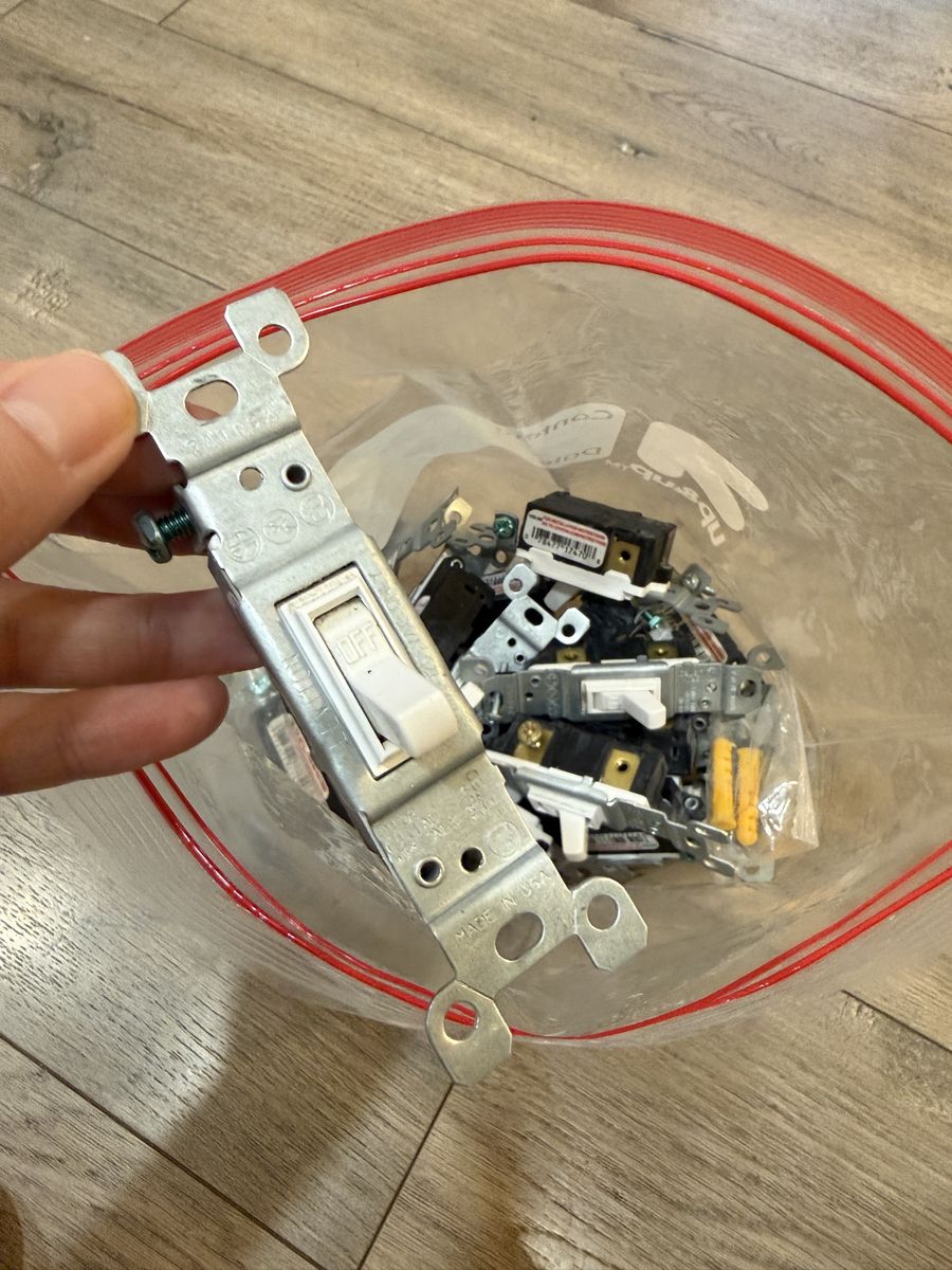 Bag of White Toggle Light Switches - Assorted Used Electrical Switches