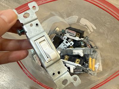 Bag of White Toggle Light Switches - Assorted Used Electrical Switches