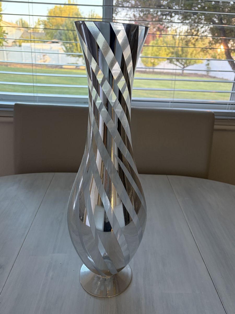 Glass and silver vase