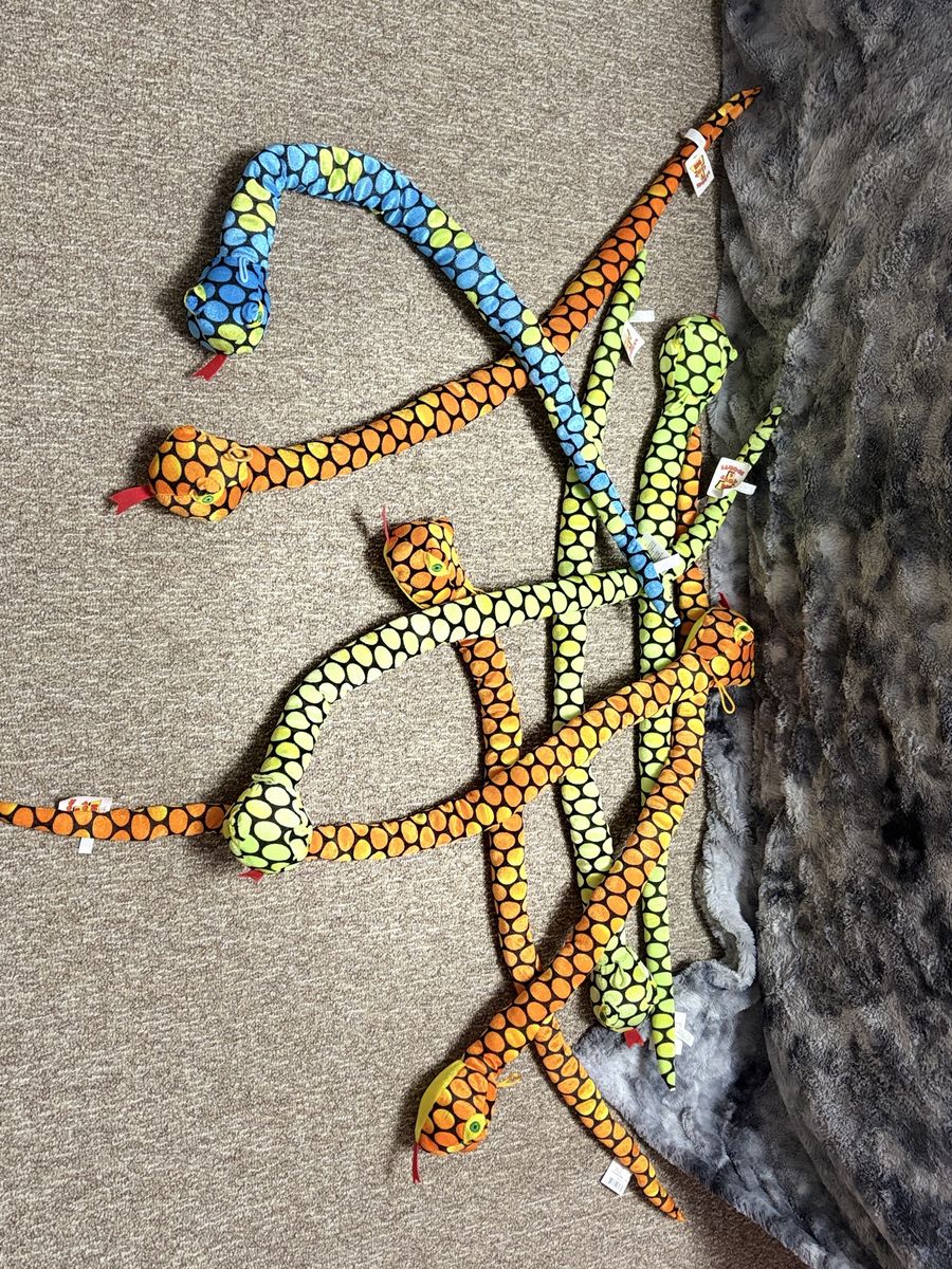 Lot of 8 Colorful Plush Stuffed Snake Toys - Soft & Playful for Kids $5 EACH