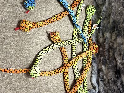 Lot of 8 Colorful Plush Stuffed Snake Toys - Soft & Playful for Kids $5 EACH