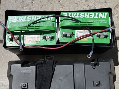 New Interstate RV Batteries (2) Group 24 with Camco Battery Box & Straps