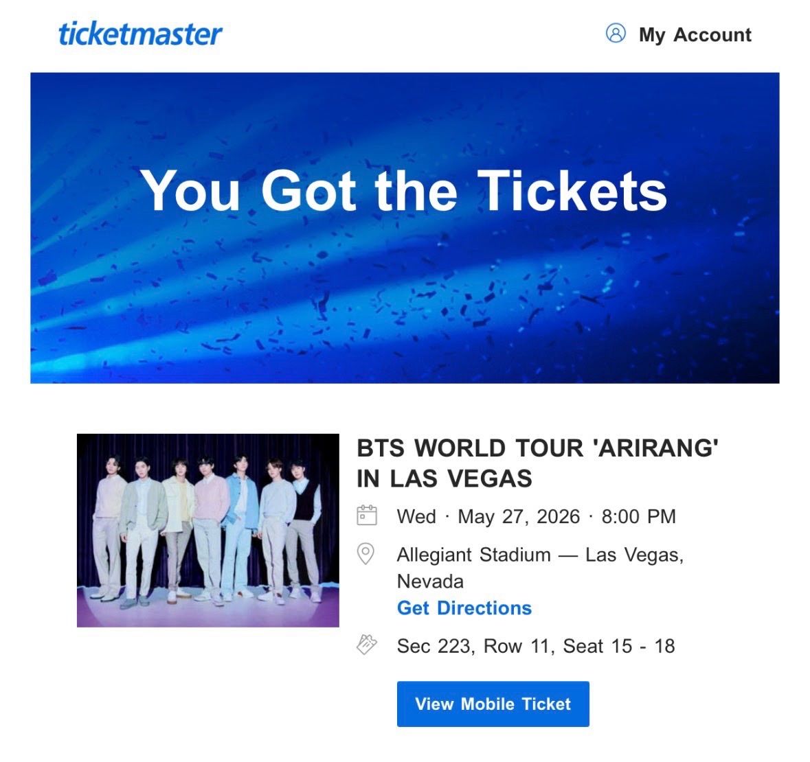 BTS Las Vegas Wednesday May 27 Tickets