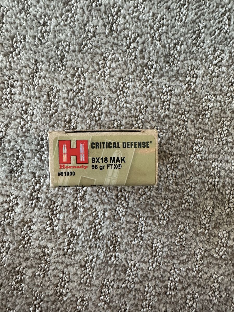 Hornady Critical Defense 9x18 MAK 95 gr FTX Ammunition - 25 Rounds (No. 91000)