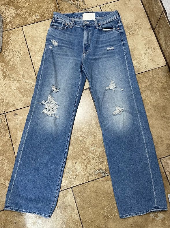 MOTHER Superior The Dodger Sneak Distressed Loose Wide Leg Jean Size 27