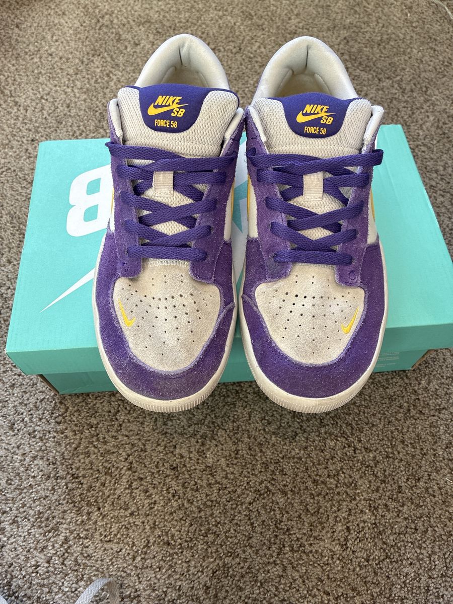 Nike SB Force 58 Purple Yellow Skate Shoes Size 8.5 with Box