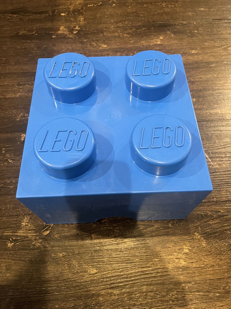 Lego storage cube with gallon bag of Lego